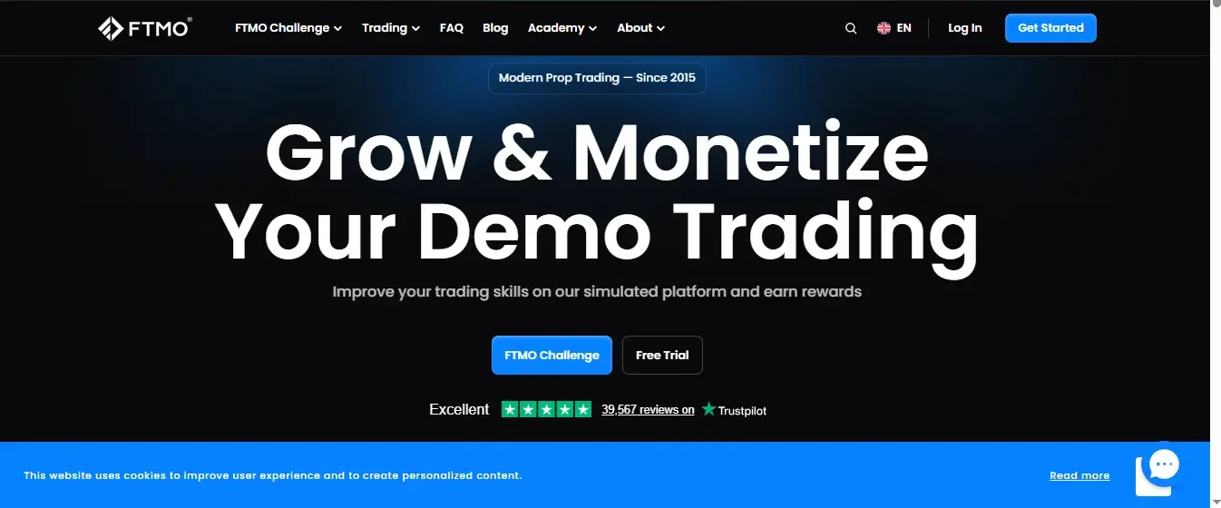 FTMO home page screenshot