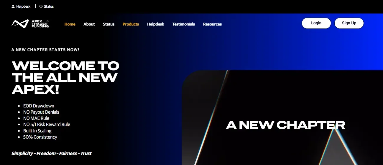 Apex Trader Funding homepage
