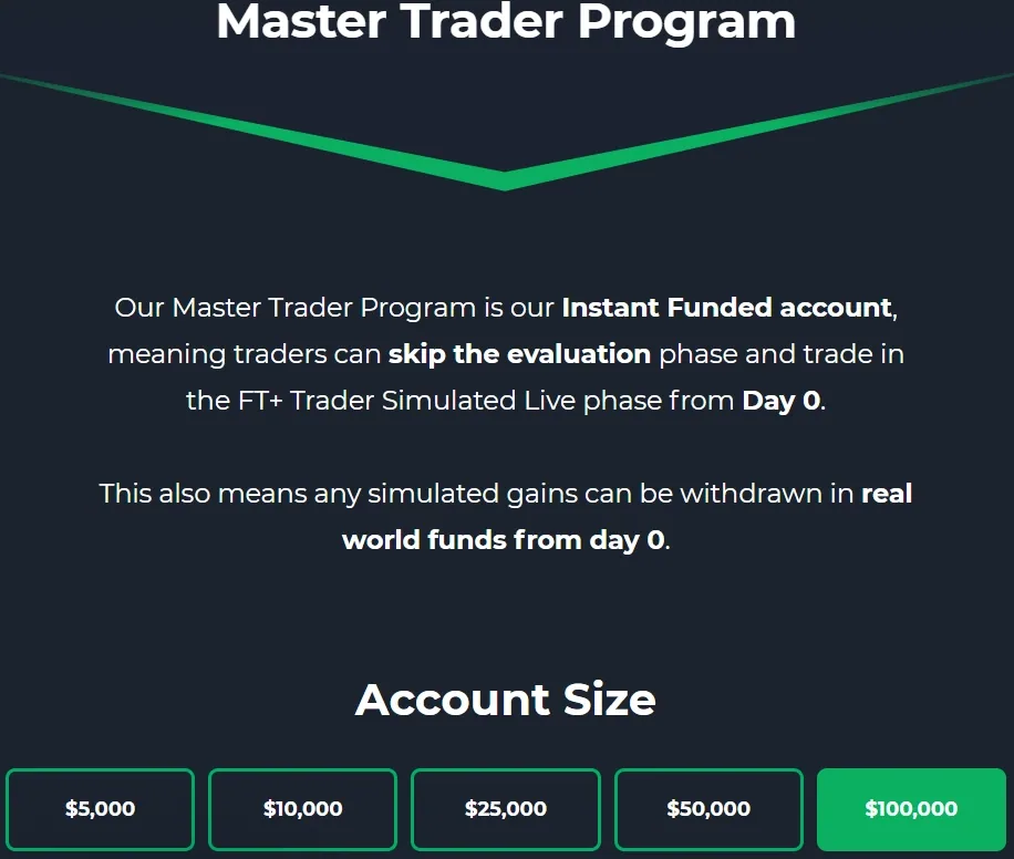 Homepage hero section for Funded Trading Plus highlighting ‘The #1 Trusted Prop Firm in the Industry,’ feature bullets, call-to-action buttons and a dashboard preview showing account metrics and payouts