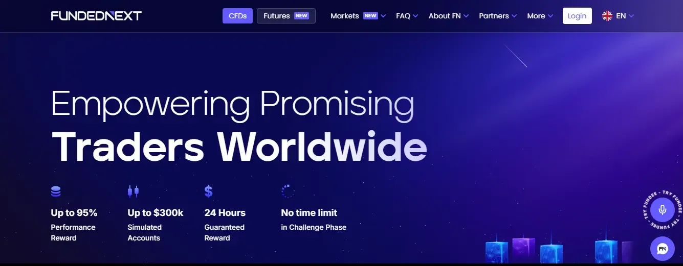 FundedNext home page screenshot